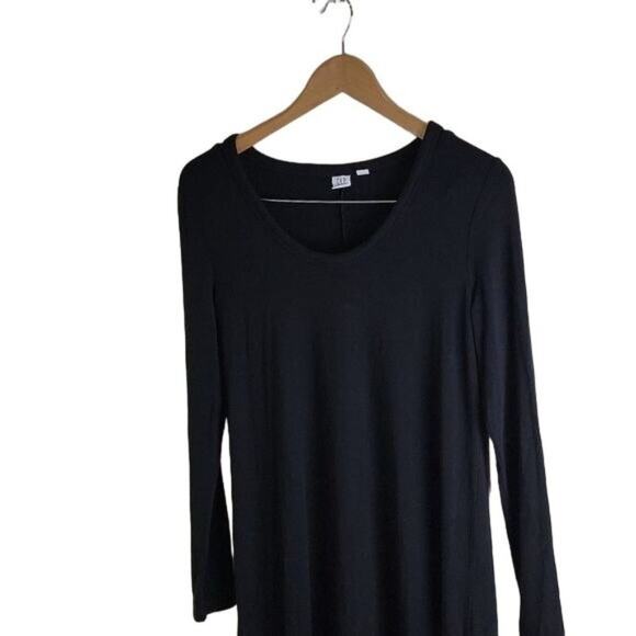 Gap Midi Dress Scoop Neck Long Sleeve Black size S - Picture 2 of 6